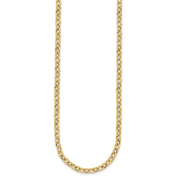 14K Polished and Textured Link Necklace