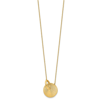 14K Polished and Textured Circle 16in with 2in ext Necklace - Birthstone Company