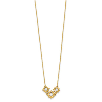 14k Polished FWC Pearl Flower 16in w/2in ext. Necklace