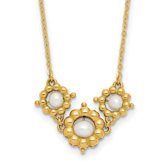14k Polished FWC Pearl Flower 16in With 2 Inch Extention. Necklace - Birthstone Company