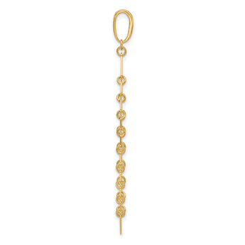 14K Polished and Dia-cut Fancy Dangle Pendant