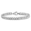 14K White Gold Polished and Textured Fancy Curb Bracelet