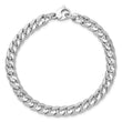 14K White Gold Polished and Textured Fancy Curb Bracelet