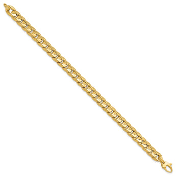 14K Polished and Textured Fancy Curb Men's Bracelet