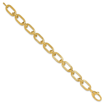 14K Polished and Satin Fancy Link Bracelet - 7.25