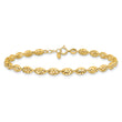 14K Polished and D/C Fancy Oval Link w/.25in ext. Bracelet
