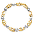 14k Two-tone Polished Fancy Circle Link Bracelet