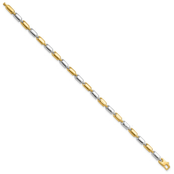 14k Two-tone Polished Fancy Rectangular Link Bracelet