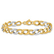 14K Two-tone Polished and Textured Fancy Link Bracelet