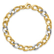 14K Two-tone Polished and Textured Fancy Link Bracelet