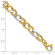 14K Two-tone Polished and Textured Fancy Link Bracelet