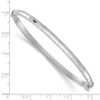 14K White Gold Polished/Textured and Diamond-cut Hinged Bangle