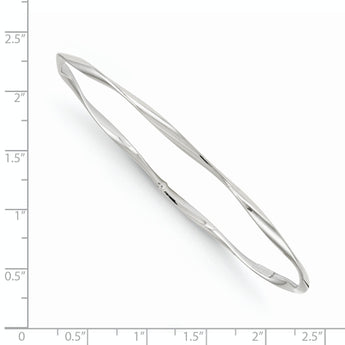 14K White Gold Twisted Bangle with Polished Rhodium Finish - 8.25