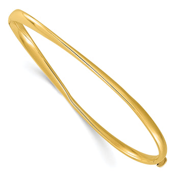 14k Polished Twisted Hinged Bangle Bracelet