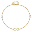14K Two-tone Polished Infinity Open Heart 9in Plus 1in ext. Anklet