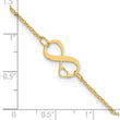 14K Two-tone Polished Infinity Open Heart 9in Plus 1in ext. Anklet