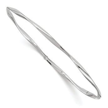14K White Gold Twisted Bangle with Polished Rhodium Finish - 8.25