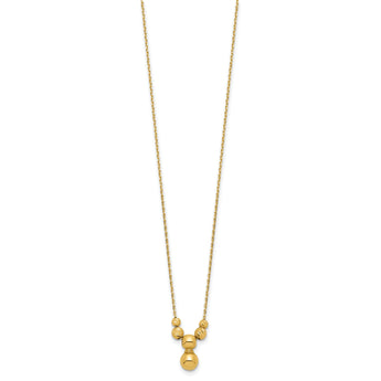 14K Polished and Diamond-cut Beads with 1in ext. Necklace