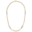 14K Two-tone Polished and Textured Fancy Link Necklace