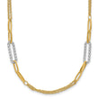 14K Two-tone Polished and Textured Fancy Link Necklace