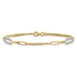 14K Two-tone Polished and Diamond-cut Fancy Link Bracelet