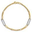 14K Two-tone Polished and Diamond-cut Fancy Link Bracelet