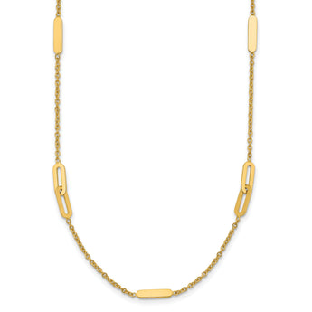 14K Polished Fancy Link with 2in ext. Necklace