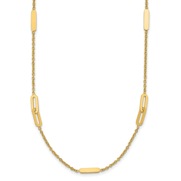 14K Polished Fancy Link with 2in ext. Necklace