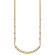 14K Two-tone Polished/Satin/Dia-cut Bar w/2in ext. Necklace