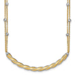 14K Two-tone Polished/Satin/Dia-cut Bar w/2in ext. Necklace