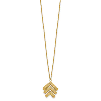 14K Polished and Textured Fancy with 2in ext. Necklace - Birthstone Company