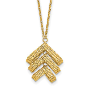 14K Polished and Textured Fancy with 2in ext. Necklace - Birthstone Company
