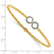14K Polished and Twisted with Crystal Hinged Bangle