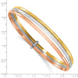 14K w/White and Rose Rhodium  Polished 3-row Slip-on Bangle