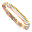 14K w/White and Rose Rhodium  Polished 3-row Slip-on Bangle