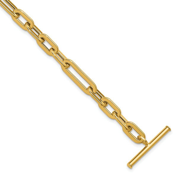 14K Polished Fancy Link Toggle Clasp Bracelet