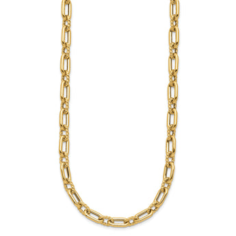 14K Polished & Textured Fancy Link Necklace