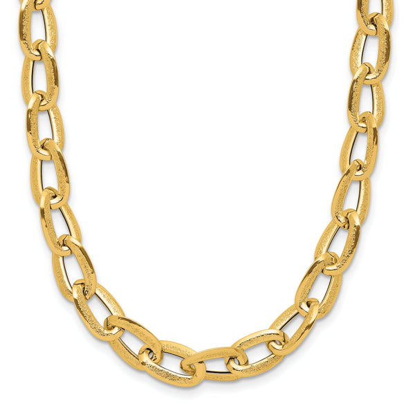 14K Polished and Satin Fancy Link Necklace