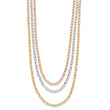 14K Tri-color Polished 3-Strand Link Necklace