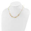 14K Polished/Textured/Dia-cut Fancy Link with 2in ext. Necklace