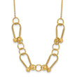 14K Polished/Textured/Dia-cut Fancy Link with 2in ext. Necklace