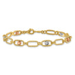 14K Tri-color Polished/Textured/Dia-cut Fancy Link Bracelet