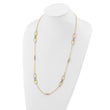 14K Tri-color Polish/Textured/Dia-cut Fancy w/1.5in ext. Necklace