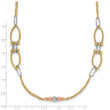 14K Tri-color Polish/Textured/Dia-cut Fancy w/1.5in ext. Necklace