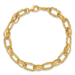 14K Polished/Textured/Diamond-cut Fancy Link Bracelet