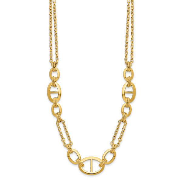 14K Polished Multi-strand Fancy Link Necklace