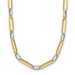 14K w/White Rhodium Polished and Textured Fancy Link Necklace
