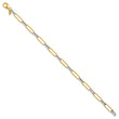 14K w/White Rhod Polished/Textured Fancy Link Bracelet