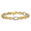 14K Two-tone Polished and Textured Fancy Link Bracelet