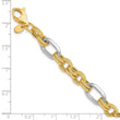 14K Two-tone Polished and Textured Fancy Link Bracelet
